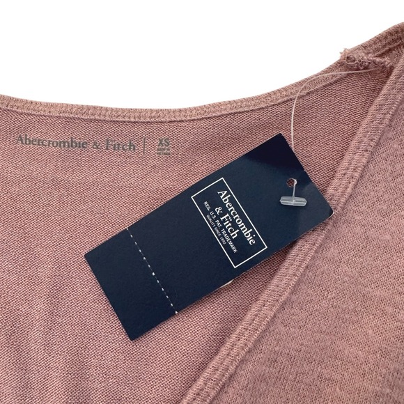Abercrombie & Fitch Women's Size XS Long Sleeve V Neck Knit Bodysuit Mauve Top - Picture 9 of 11